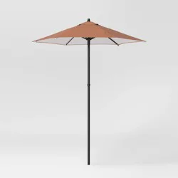 6' Round Outdoor Patio Market Umbrella Cosmic Rust with Black Pole - Room Essentials™: Steel Frame, Push-Up Lift, No Tilt