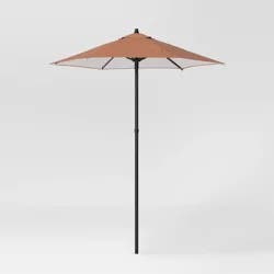 6' Round Outdoor Patio Market Umbrella Cosmic Rust with Black Pole - Room Essentials™: Steel Frame, Push-Up Lift, No Tilt