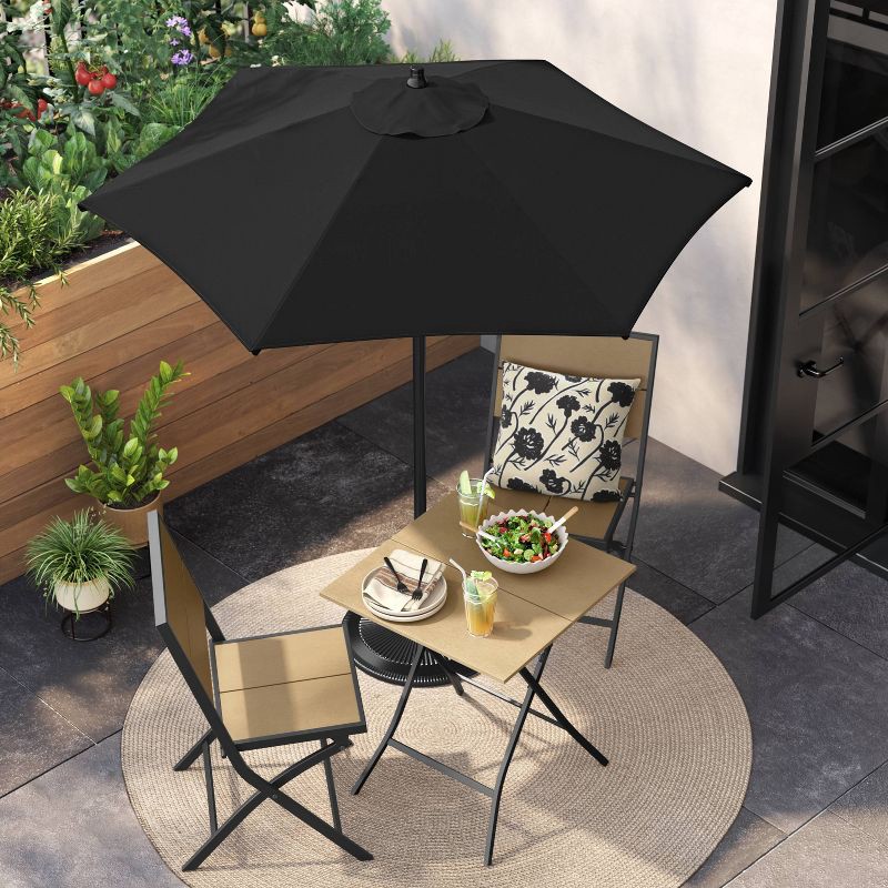slide 2 of 6, 6' Round Outdoor Patio Market Umbrella Black with Black Pole - Room Essentials™: With Carrying Bag, Push-Up Lift, 1 ct
