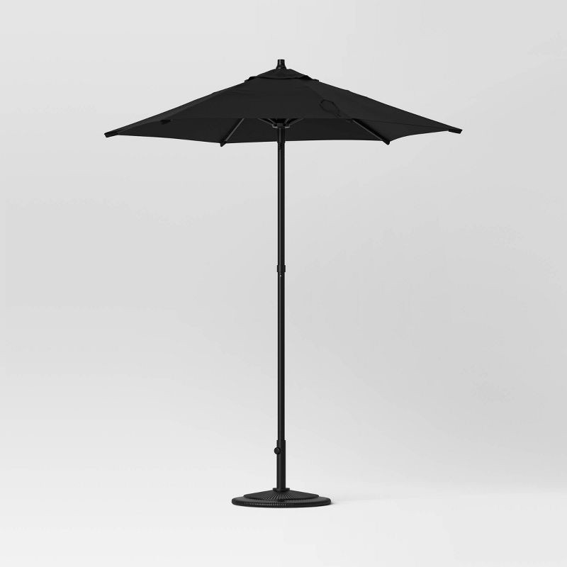 slide 3 of 6, 6' Round Outdoor Patio Market Umbrella Black with Black Pole - Room Essentials™: With Carrying Bag, Push-Up Lift, 1 ct