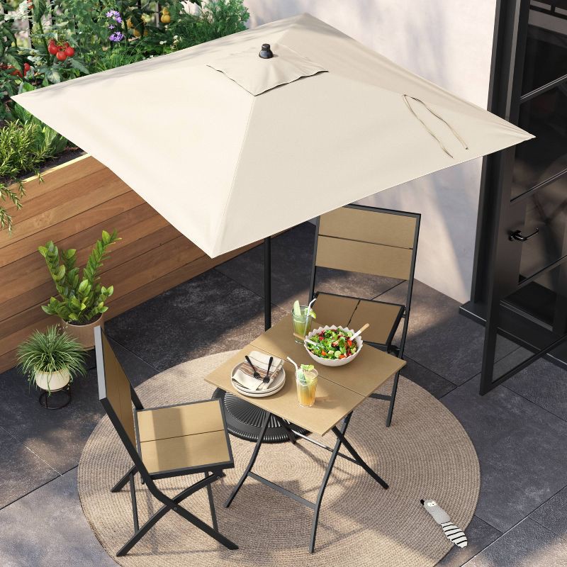 slide 2 of 5, 6' Square Outdoor Patio Market Umbrella Off-White with Black Pole - Threshold™, 1 ct