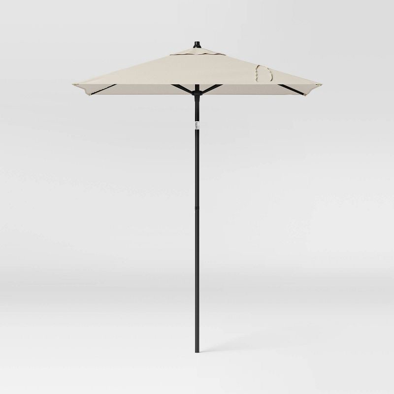slide 1 of 5, 6' Square Outdoor Patio Market Umbrella Off-White with Black Pole - Threshold™, 1 ct