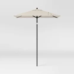 6' Square Outdoor Patio Market Umbrella Off-White with Black Pole - Threshold™
