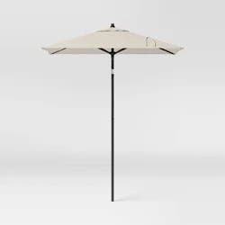 6' Square Outdoor Patio Market Umbrella Off-White with Black Pole - Threshold™