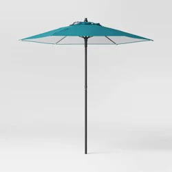 7.5' Round Outdoor Patio Market Umbrella Fern Shower - Room Essentials™: Push-Up, Steel Frame, No Tilt
