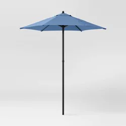 6' Round Outdoor Patio Market Umbrella Quilted Blue with Black Pole - Room Essentials™