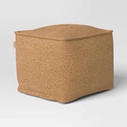 20"x15" Outdoor Patio Pouf Knit Olefin Tan - Threshold™