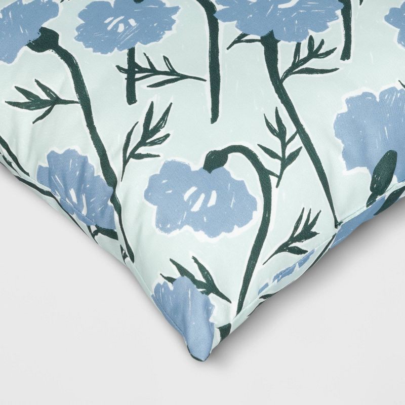 slide 2 of 4, 17"x17" Calendula Floral Square Outdoor Throw Pillow Assorted Blues - Room Essentials™: UV & Weather-Resistant, Recycled Material, 1 ct