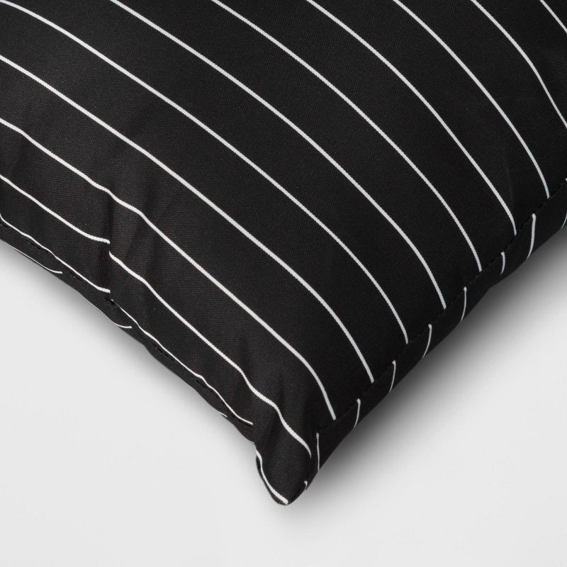 slide 2 of 4, 10"x17" Pin Stripe Rectangular Outdoor Lumbar Pillow Black - Room Essentials™: UV & Weather-Resistant, Recycled Materials, 1 ct