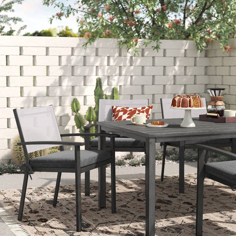 slide 2 of 5, 18"x20" Solid Woven Outdoor Chair Seat Cushion Charcoal - Threshold™, 1 ct