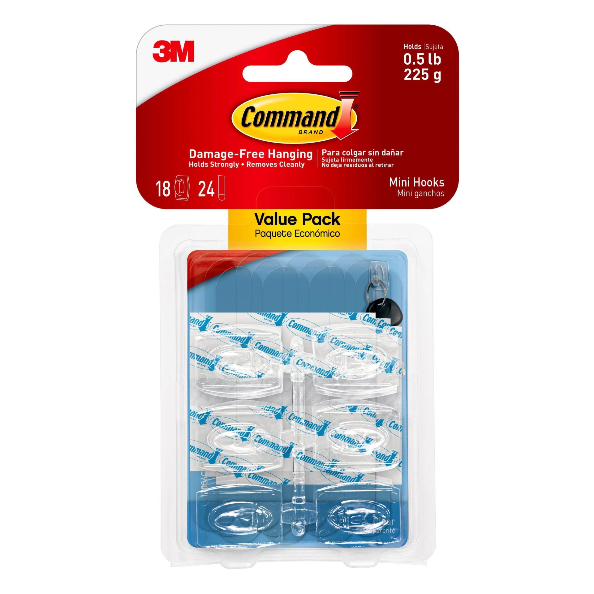 slide 1 of 7, Command Clear Damage-Free Hooks Value Pack, 18 ct