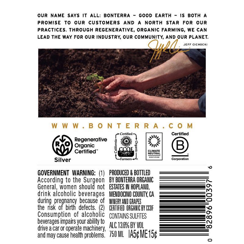 slide 3 of 5, Bonterra Organic Estates Cabernet Sauvignon - 750 ml Bottle, 750 ml