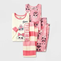 Girls' L.O.L. Surprise! Snug Fit 4pc Pajama Set - Pink 4