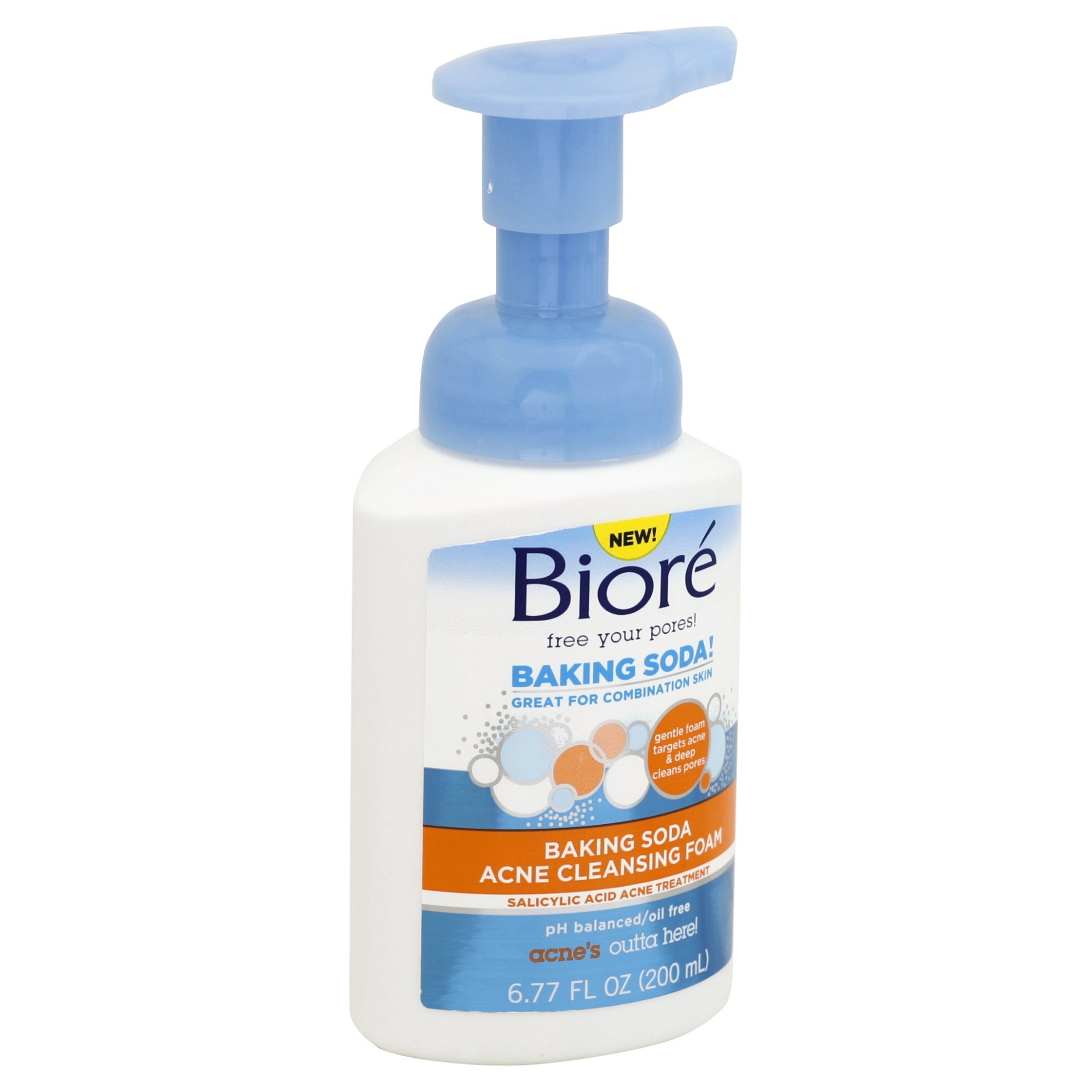 slide 1 of 1, Biore Baking Soda Cleansing Foam, 6.77 fl oz