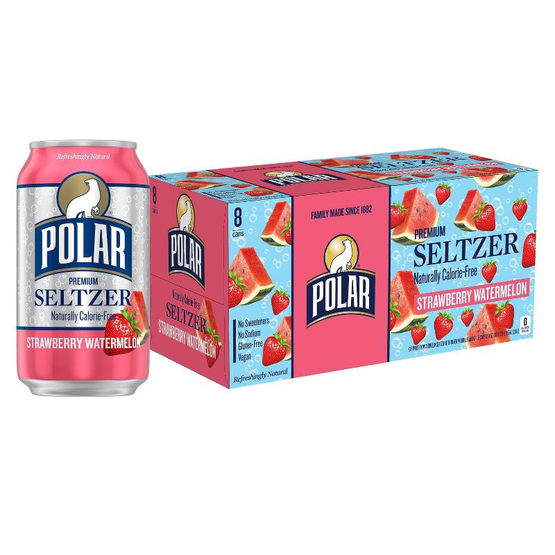 slide 1 of 7, Polar Beverages Polar Strawberry Watermelon Seltzer Water - 8pk/12 fl oz Cans, 8 ct; 12 fl oz