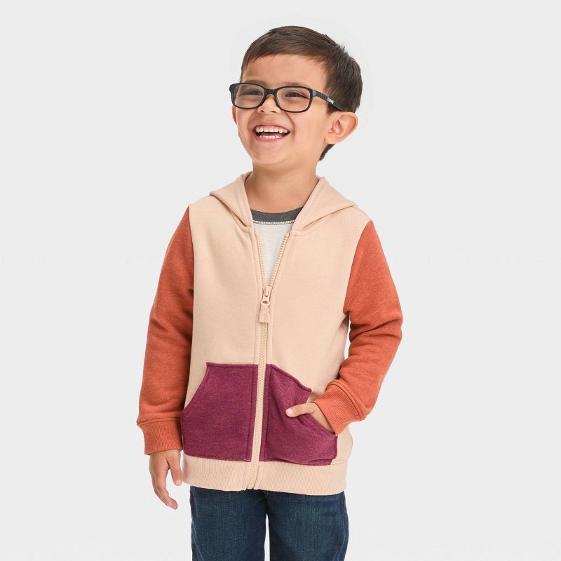 Toddler Boys Fleece Zip Up Hoodie Sweatshirt Cat Jack Beige 5T 1 ct Shipt