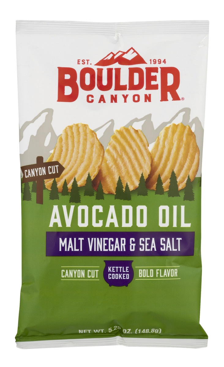 slide 1 of 1, Boulder Canyon Potato Chips Kettle Cooked Malt Vinegar & Sea Salt Bag - 5.25 Oz, 5.25 oz