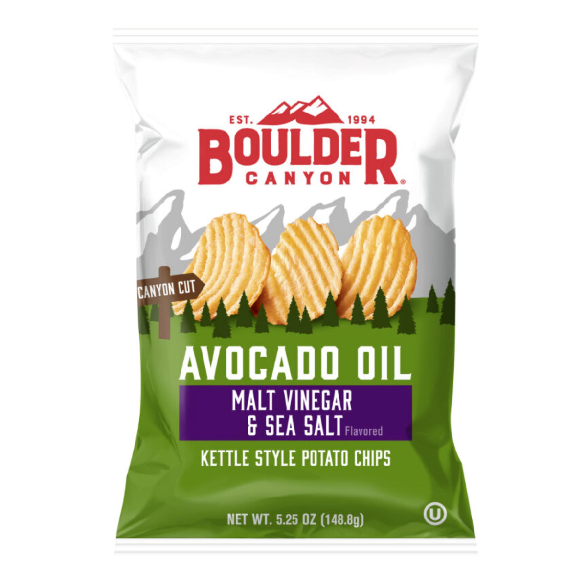 slide 1 of 5, Boulder Canyon Potato Chips Kettle Cooked Malt Vinegar & Sea Salt Bag- 5.25 oz, 5.25 oz