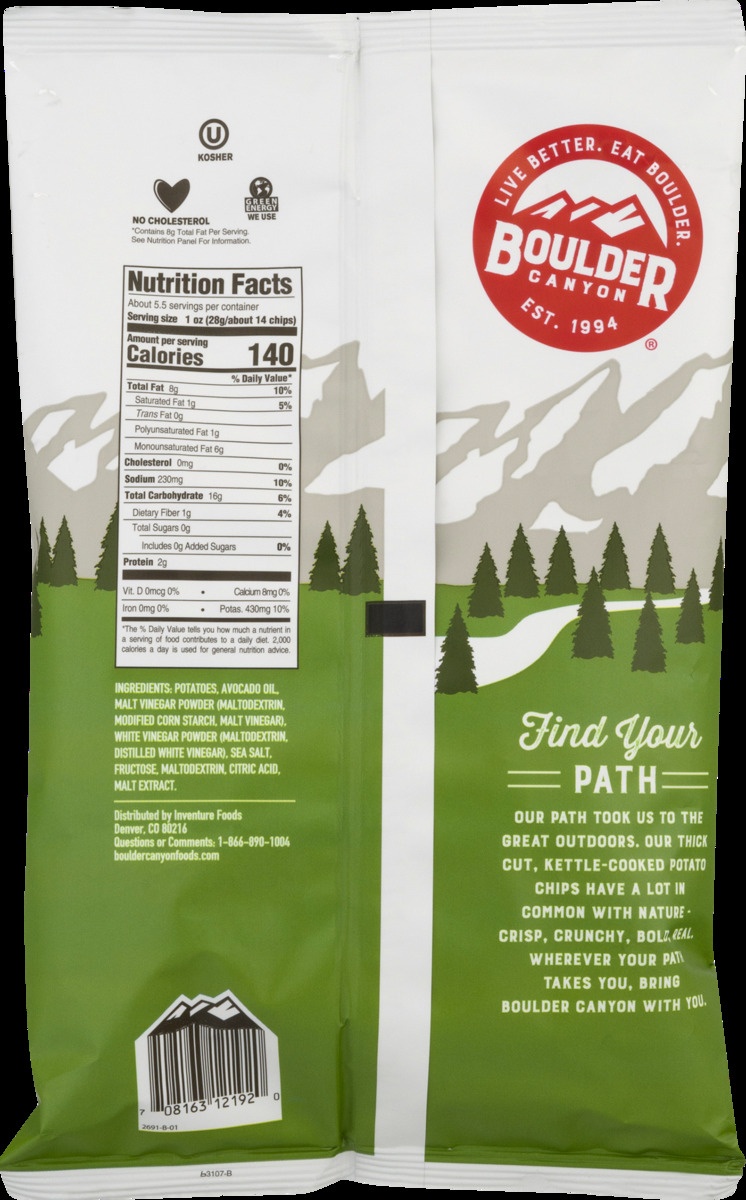 slide 11 of 11, Boulder Canyon Avocado Oil Malt Vinegar Kettle Chips, 5.25 oz