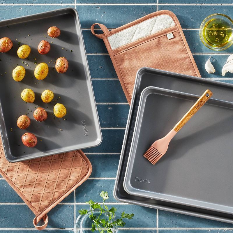 slide 2 of 3, 2pk Potholder Terracotta Orange - Figmint™: Modern Kitchen Textiles, Cotton, OEKO-TEX Certified, Silicon Gripper, 2 ct