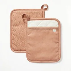 2pk Potholder Terracotta Orange - Figmint™: Modern Kitchen Textiles, Cotton, OEKO-TEX Certified, Silicon Gripper