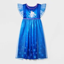 Disney Toddler Girls' Short Sleeve Frozen Elsa Fantasy NightGown - Blue 2T