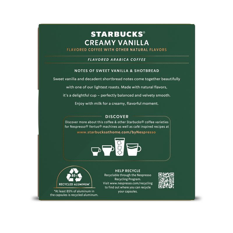 slide 2 of 9, Starbucks by Nespresso Vertuo Line Creamy Vanilla Flavor Light Roast Coffee Pods - 8ct, 8 ct