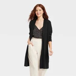 Women's Long Layering Duster Cardigan - A New Day Black S
