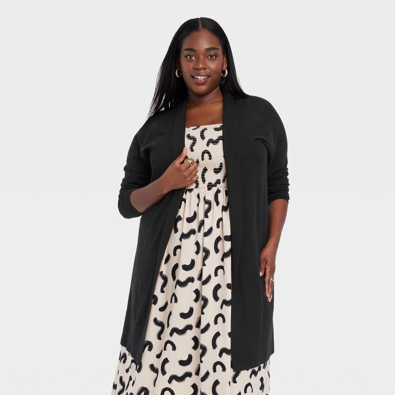 Women s Long Layering Duster Cardigan A New Day Black XXL 1 ct