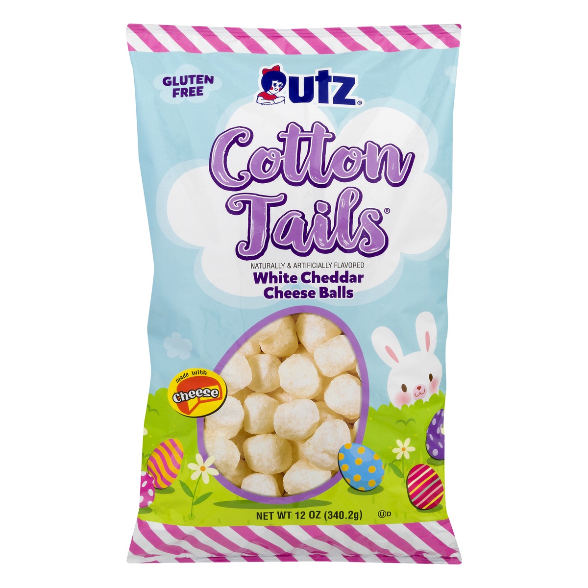 slide 1 of 1, Utz Cotton Tails Cheese Ball Snack White Cheddar, 12 oz