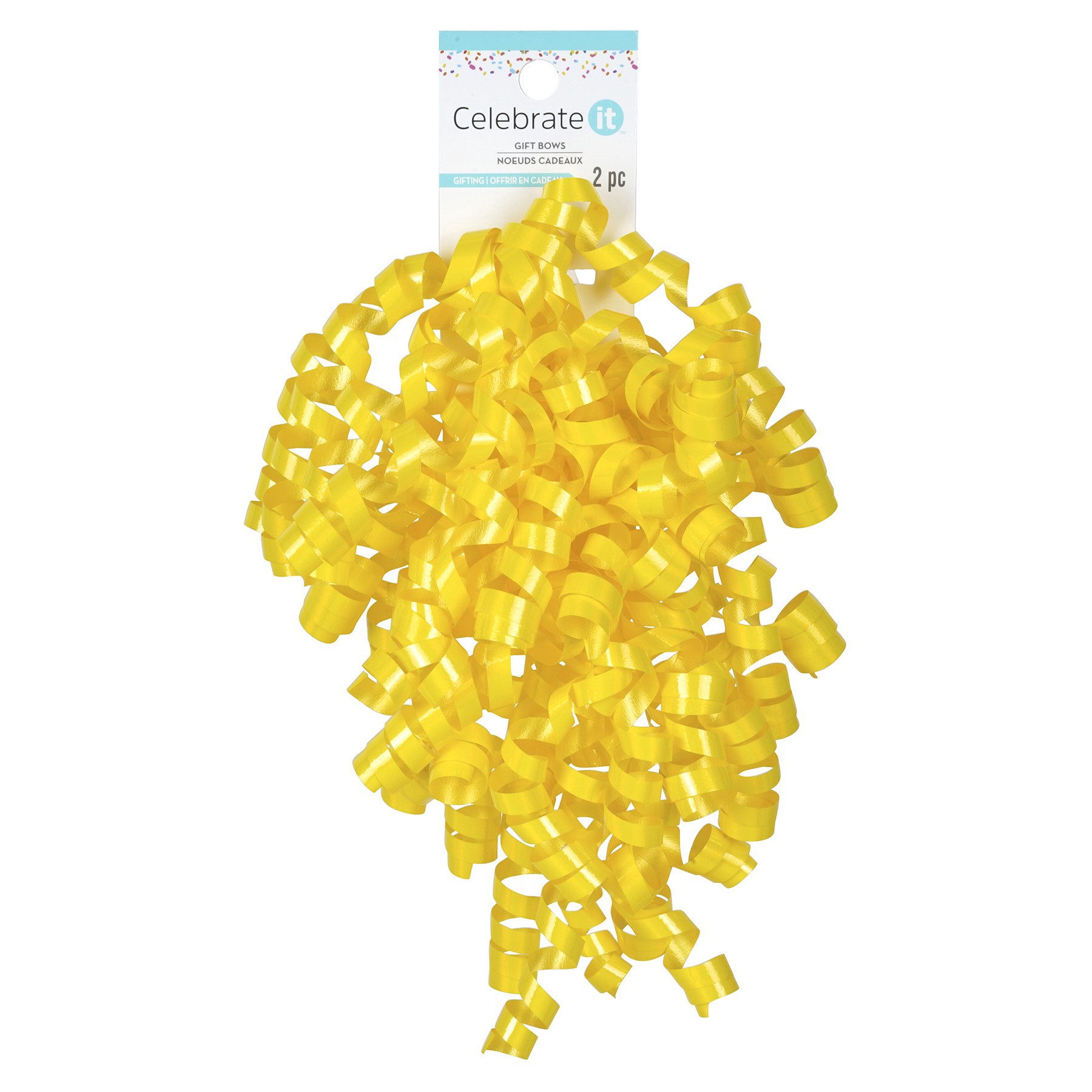 slide 2 of 3, 30" Yellow Twisty Bows By Celebrate It, 2ct., 2 ct