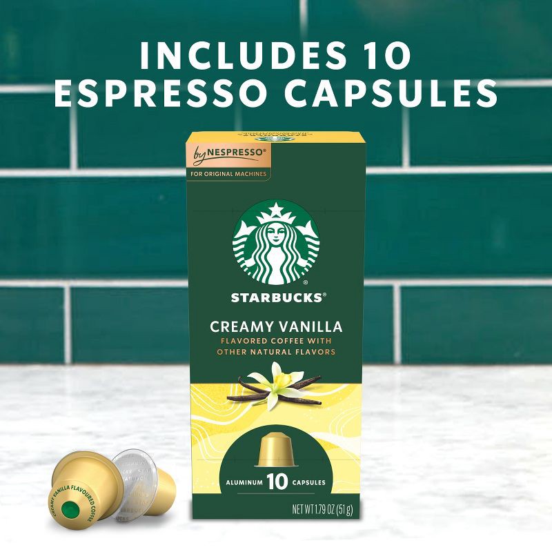slide 4 of 9, Starbucks by Nespresso Original Line Creamy Vanilla Flavor Light Roast Coffee Pods - 10ct, 10 ct