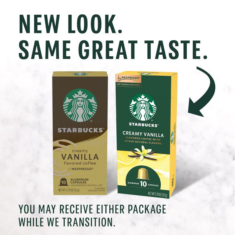 slide 3 of 9, Starbucks by Nespresso Original Line Creamy Vanilla Flavor Light Roast Coffee Pods - 10ct, 10 ct