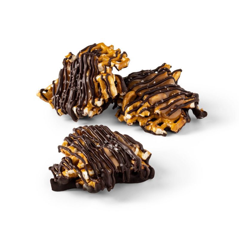 slide 3 of 3, Dark Chocolate, Caramel, Pretzel with Sea Salt Crunchy Clusters Candy Sharing Size - 12oz - Favorite Day™, 12 oz