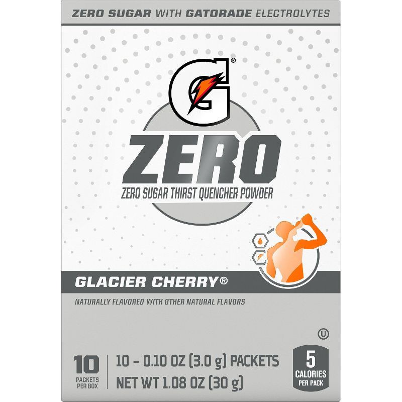 slide 2 of 12, Gatorade G Zero Glacier Cherry Sport Mix - 10pk/0.084oz Pouches, 10 ct, 0.084 oz