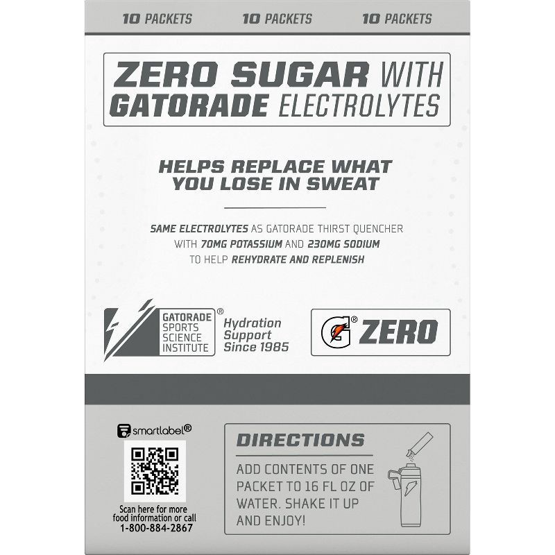 slide 3 of 12, Gatorade G Zero Glacier Cherry Sport Mix - 10pk/0.084oz Pouches, 10 ct, 0.084 oz