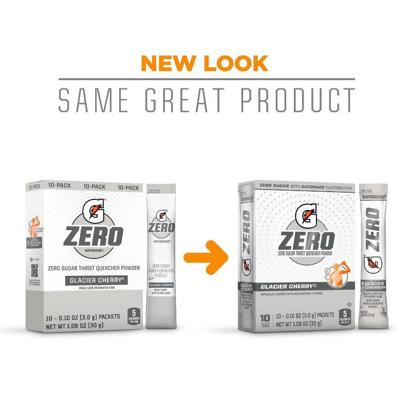 slide 5 of 12, Gatorade G Zero Glacier Cherry Sport Mix - 10pk/0.084oz Pouches, 10 ct, 0.084 oz