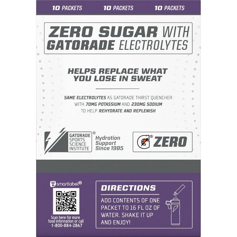 slide 2 of 12, Gatorade G Zero Grape Sport Mix - 10pk/0.084oz Pouches, 10 ct, 0.084 oz