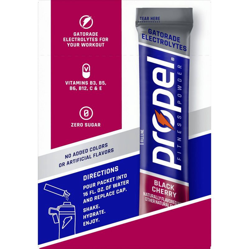 slide 3 of 11, Propel Black Cherry Sport Mix - 10pk/0.08oz Pouches, 10 ct, 0.08 oz