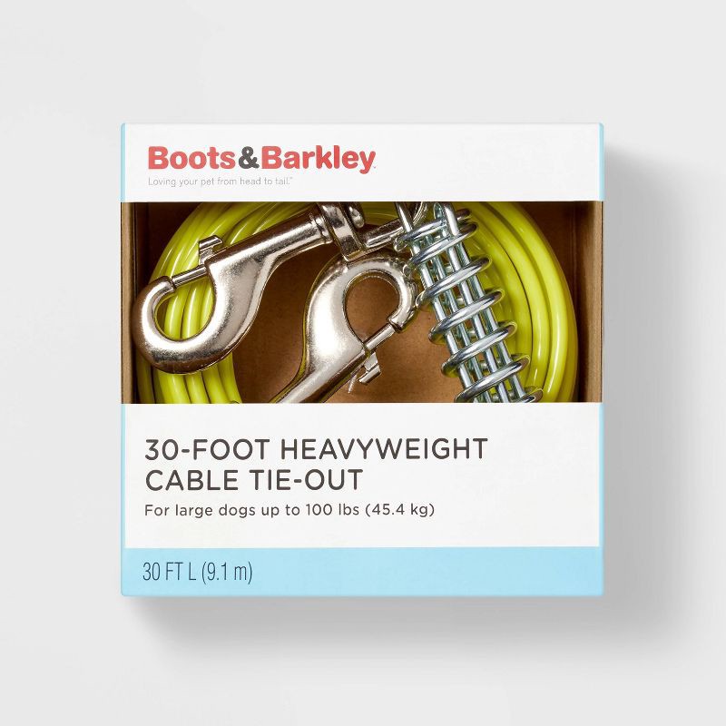 slide 3 of 3, Heavyweight Cable Tie-Out for Dogs - 100lbs - 30ft - Boots & Barkley™, 100 lb, 30 ft