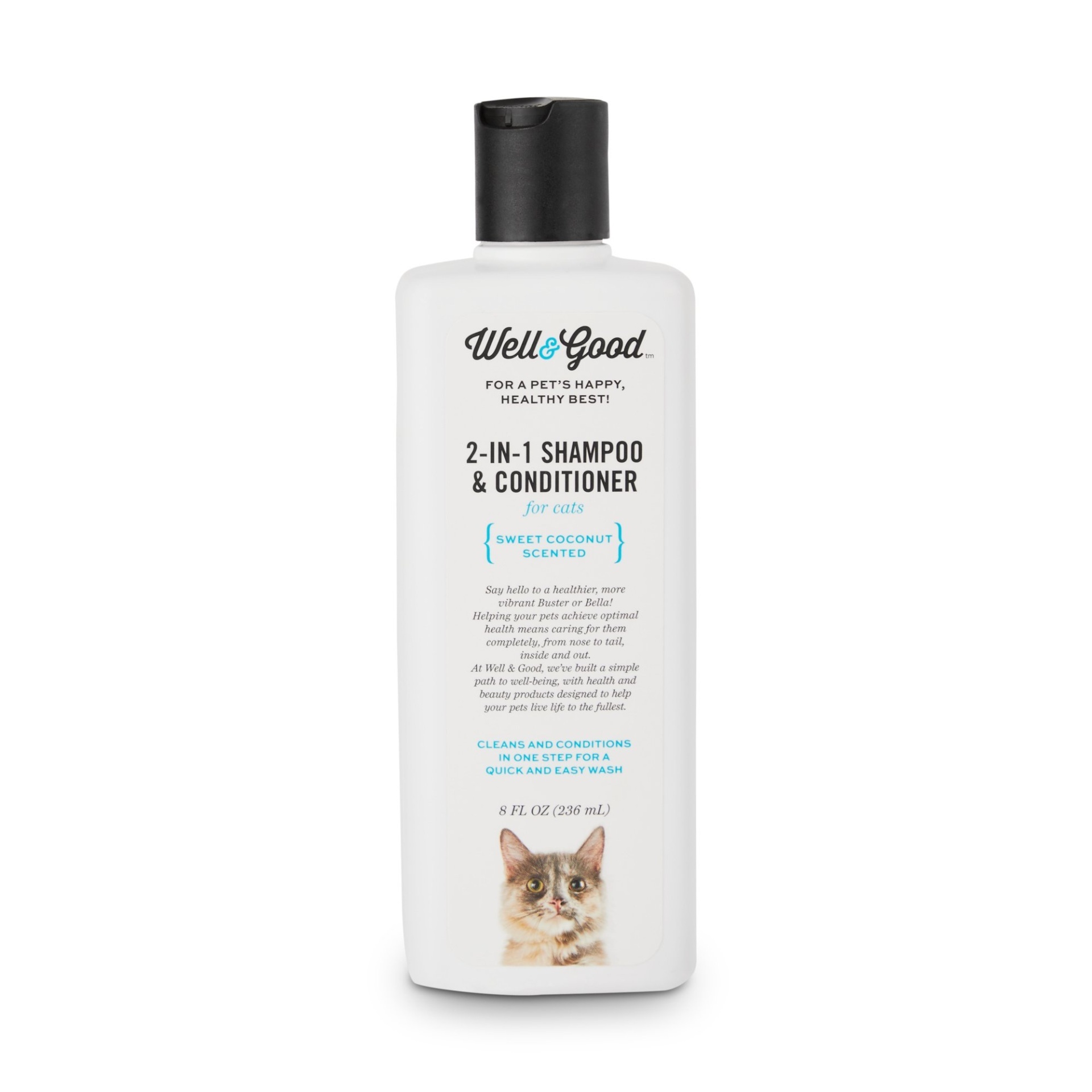 slide 1 of 1, Well & Good 2-in-1 Shampoo and Conditioner for Cats, 8 fl oz