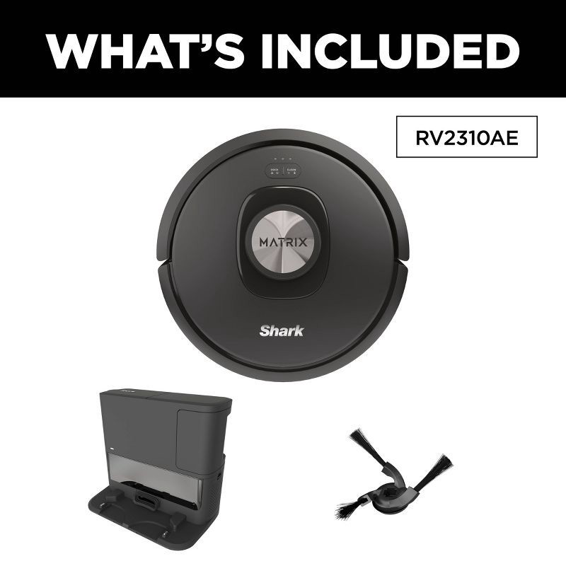 slide 10 of 10, Shark Matrix Self Empty Robot Vacuum for Carpets & Hardfloors with Self-Cleaning Brushroll Black RV2310AE, 1 ct
