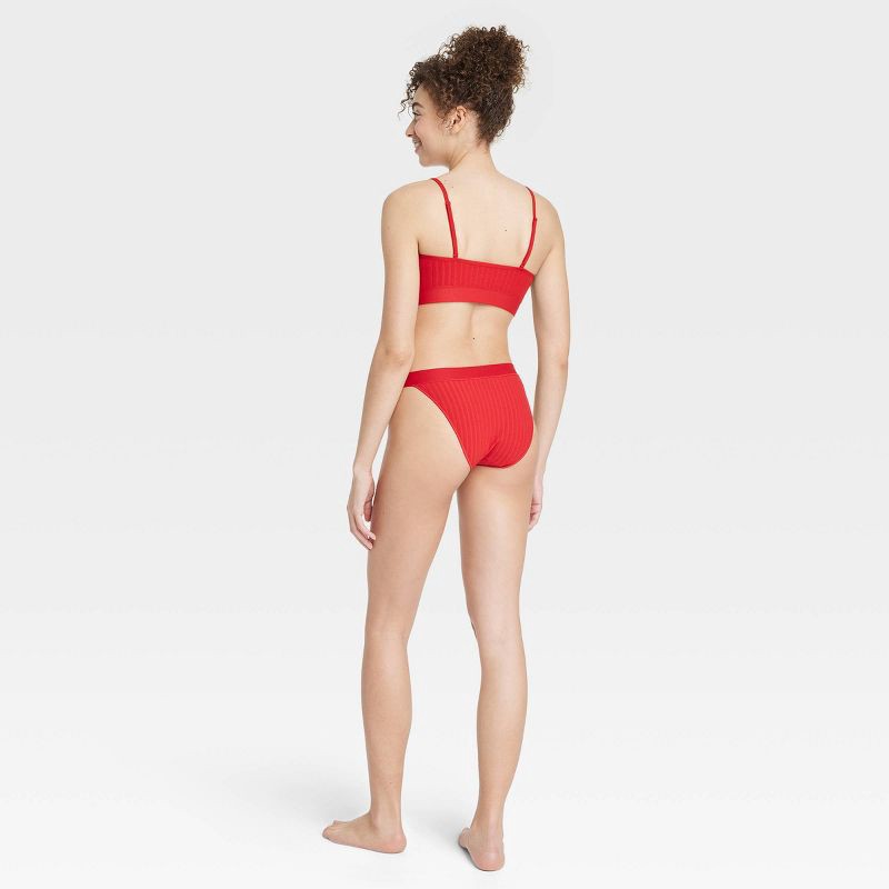 Women's Plush Ribbed Bra and Underwear Set - Colsie Red XL 1 ct