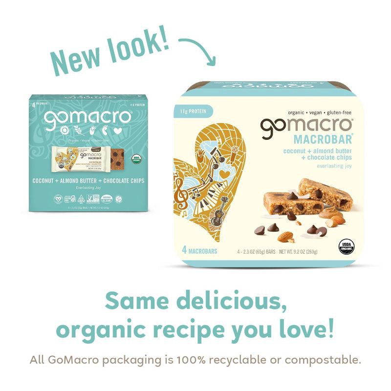 slide 4 of 6, GoMacro Coconut + Almond Butter + Chocolate Chips MacroBar - 4ct/7.1oz, 4 ct, 7.1 oz
