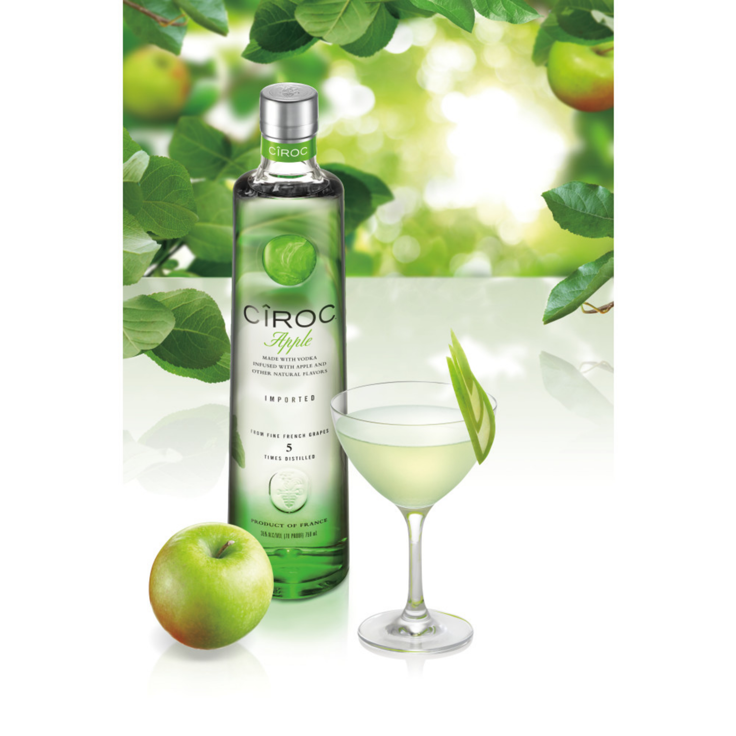 slide 3 of 3, CIROC Apple (Made with Vodka Infused with Natural Flavors), 375 mL, 375 ml