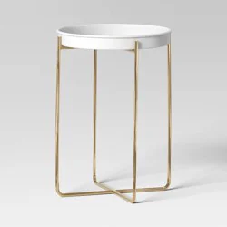 Iron Indoor Outdoor Plant Stand White/Brass - Threshold™