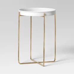 Iron Indoor Outdoor Plant Stand White/Brass - Threshold™