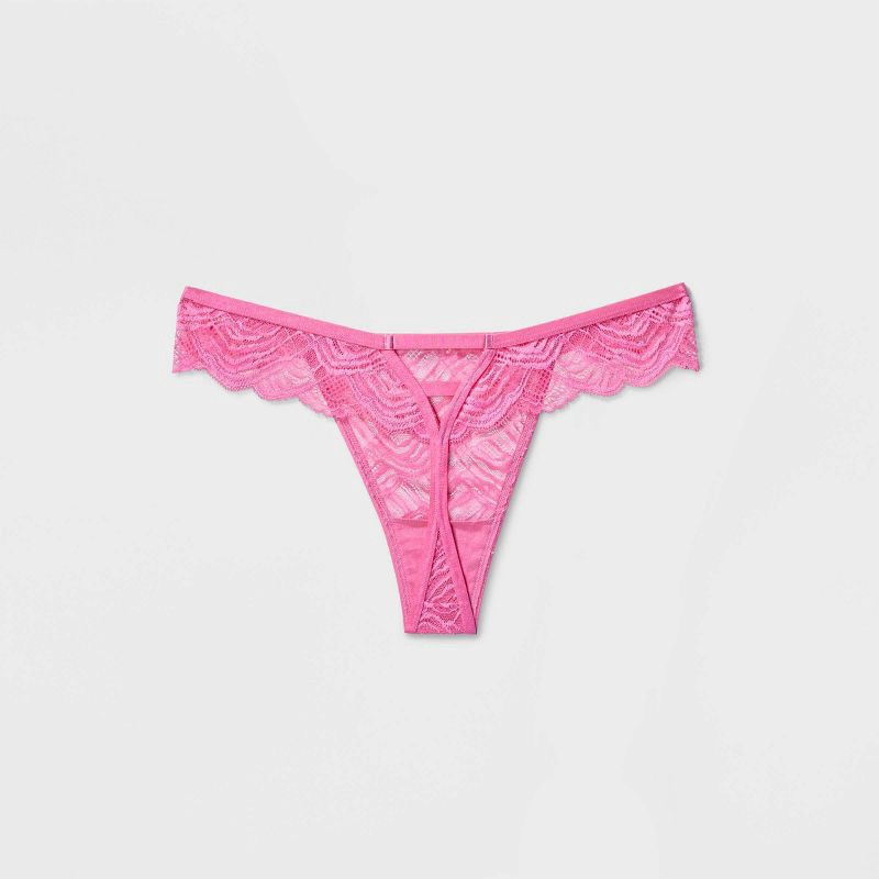 Women's Lace Thong - Auden Coral Pink M 1 ct