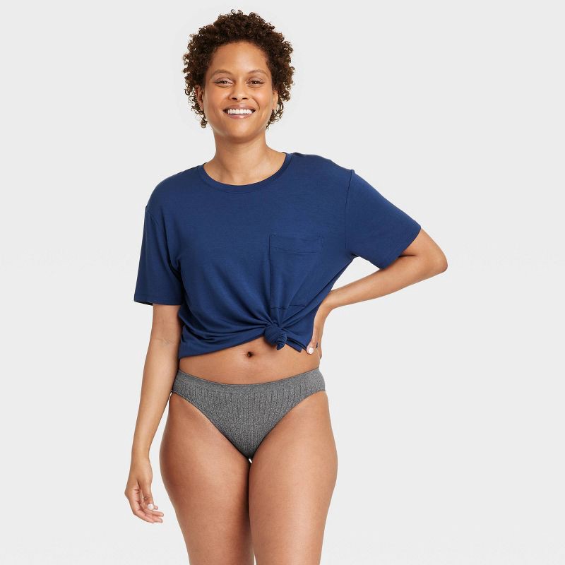 Women's Seamless Bikini Underwear - Auden Heathered Gray L 1 ct