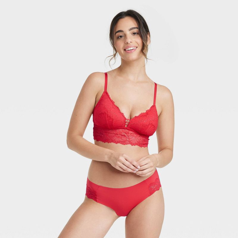 Women's Laser Cut Cheeky Underwear - Auden Berry Red XS 1 ct